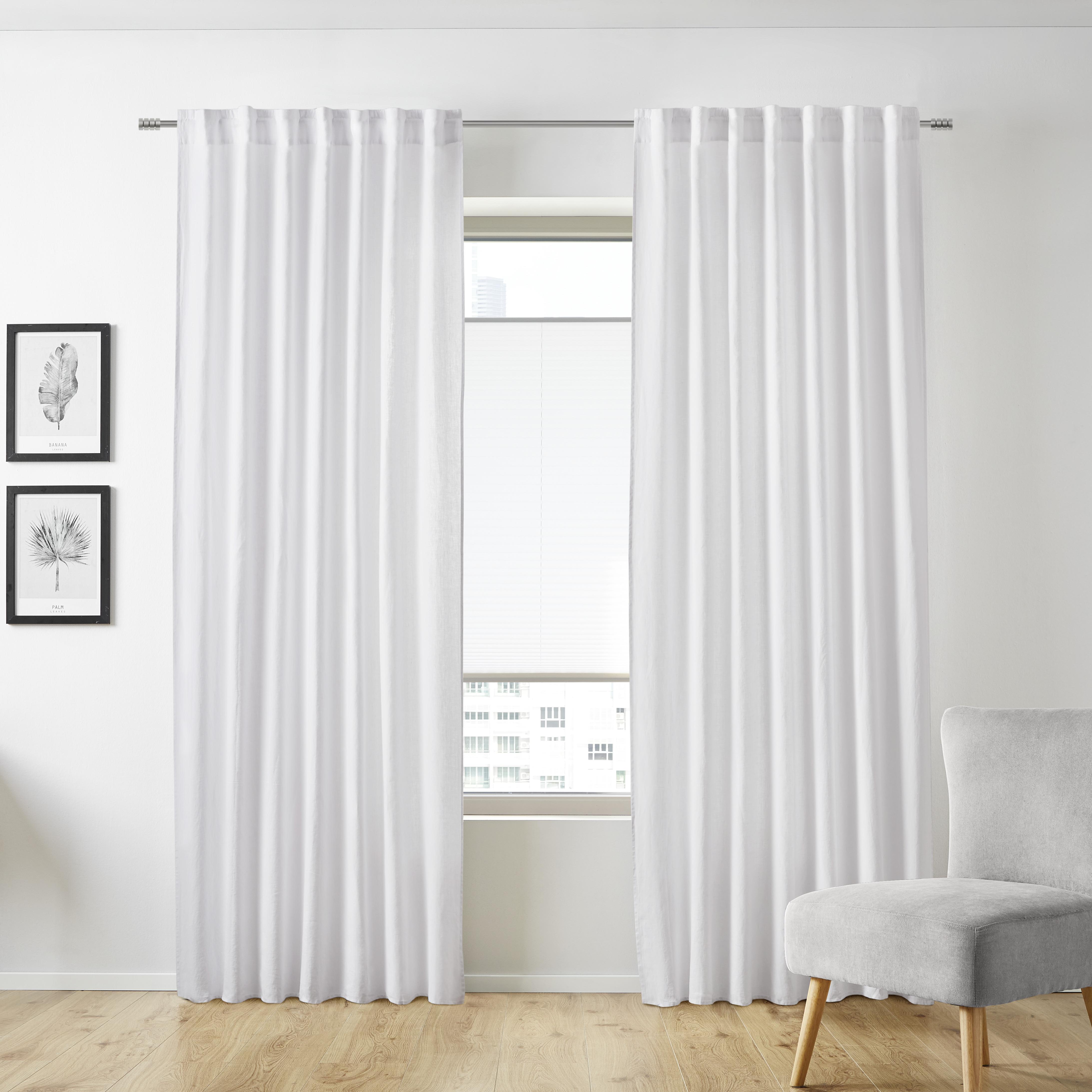 Končana Zavesa Nikita - bela, tekstil (140/245cm) - Bessagi Home