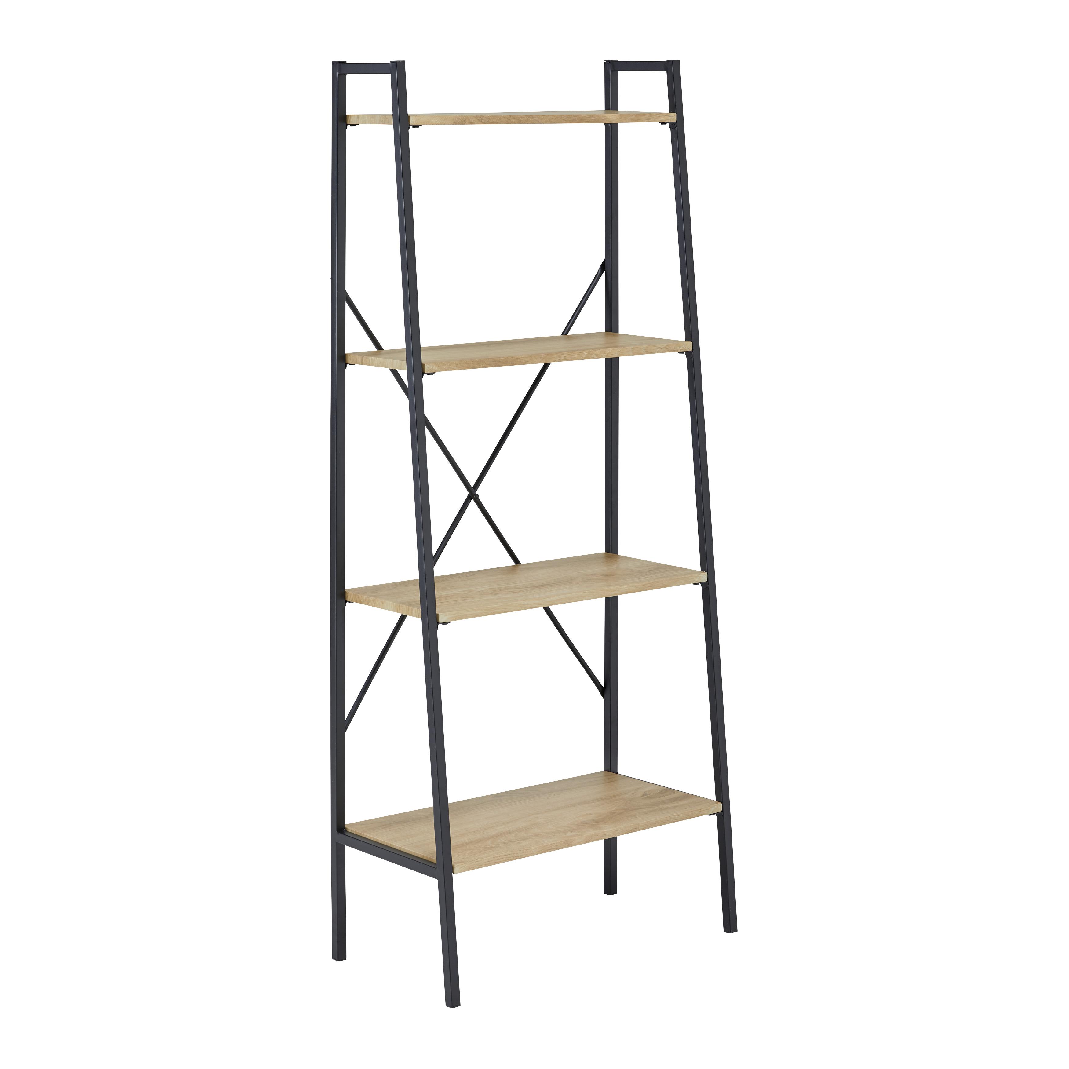 Standregal "Giorgia" aus Metall/Holz - Schwarz/Naturfarben, MODERN, Holz/Metall (60/148/32cm) - Bessagi Home