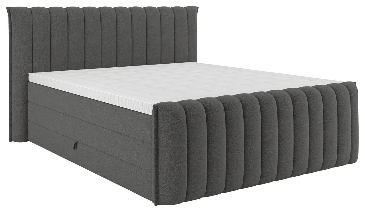 PAT BOXSPRING LINA - antracit, Konventionell, plastic/lemn (160/200cm) - Premium Living