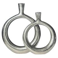 Set Dekorativnih Vaz Silver, 2 Kos - srebrne barve, Design, kovina (35/45/7cm) - Livetastic