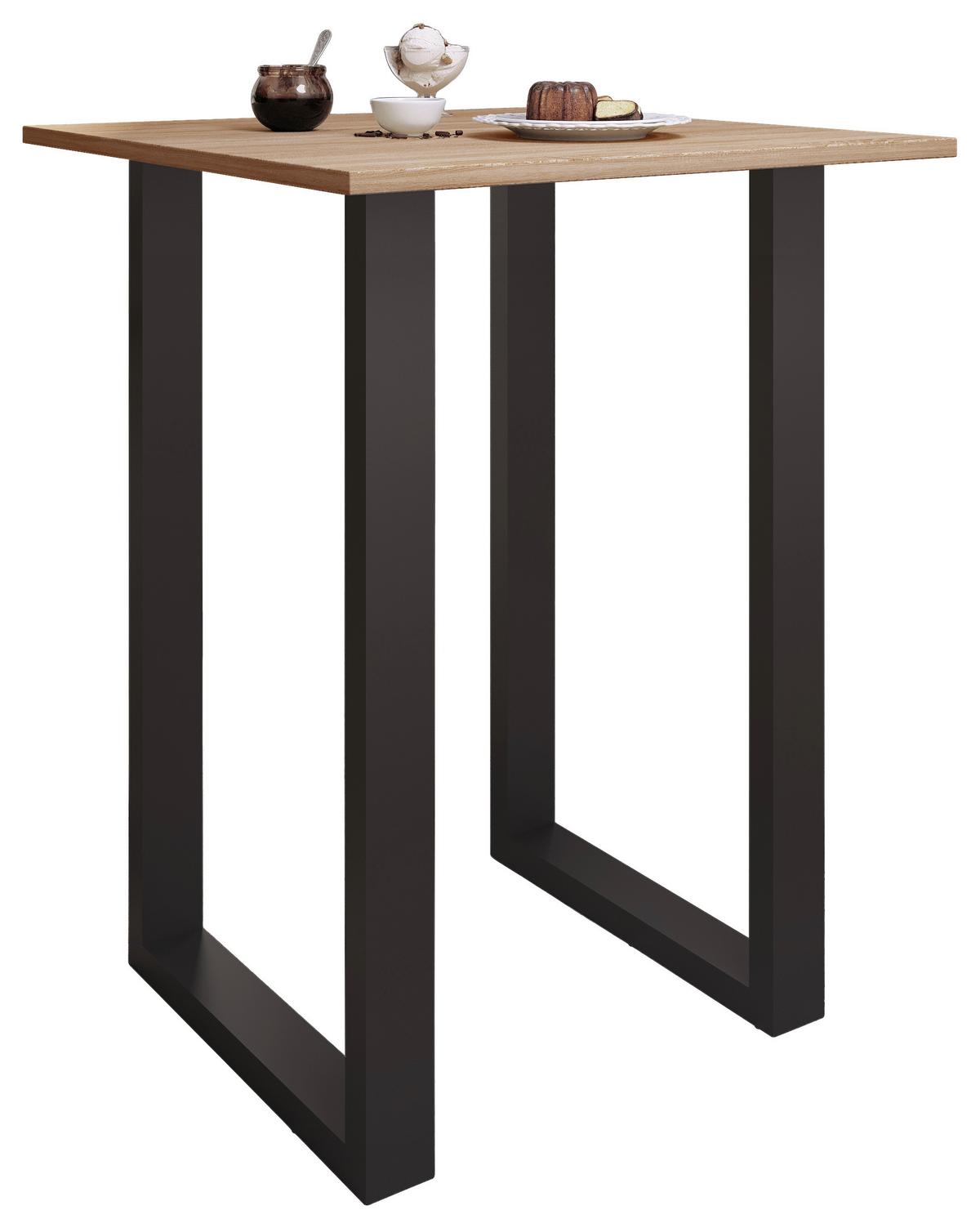 Bartisch XONA Schwarz/Eiche ca.80x102x80cm - Silberfarben/Schwarz, KONVENTIONELL, Holzwerkstoff/Metall (80/80/102cm)