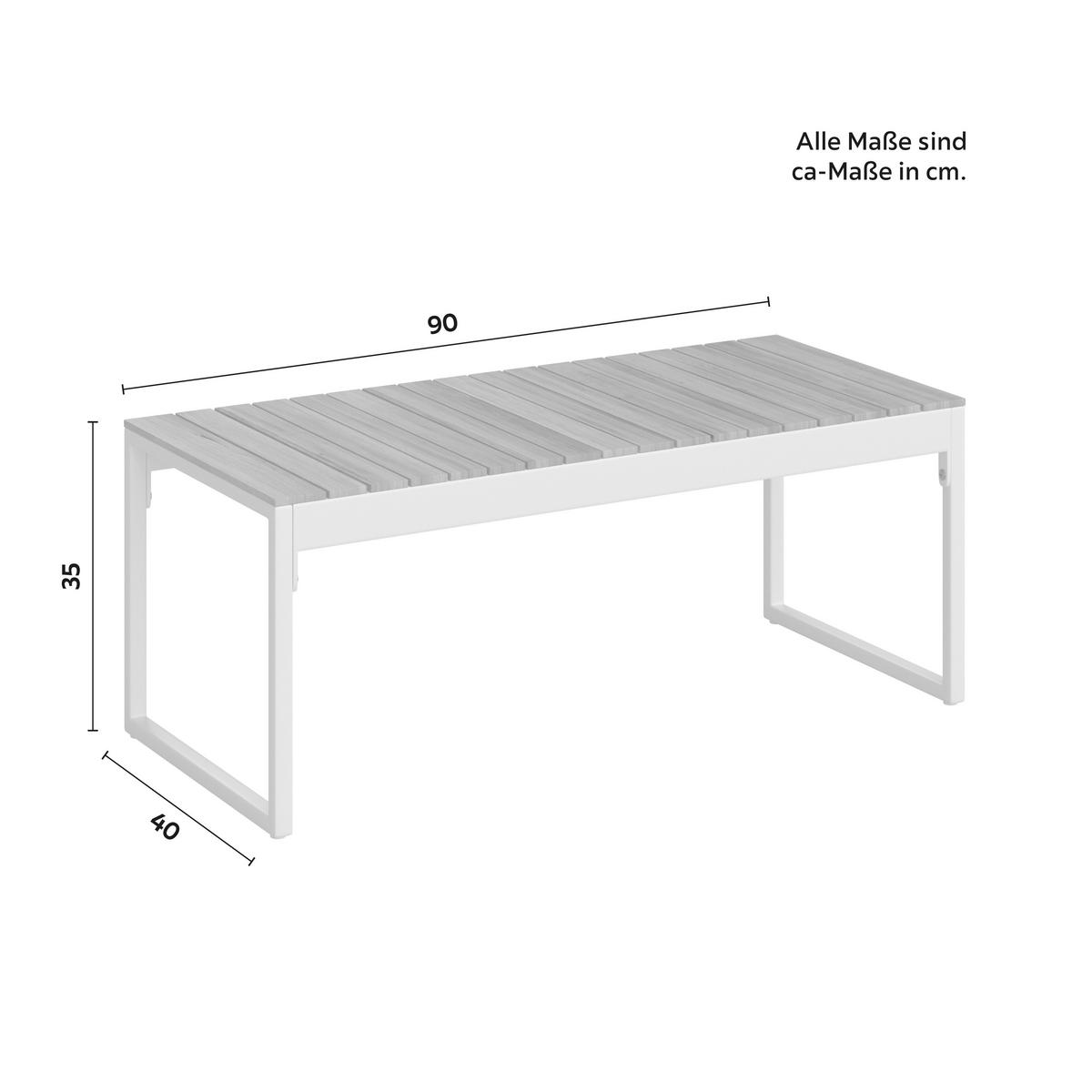 Loungegarnitur Ariella Hellgrau Outdoorstoff/Metall - Hellgrau/Akaziefarben, MODERN, Holz/Textil (160/88/65cm) - Bessagi Garden
