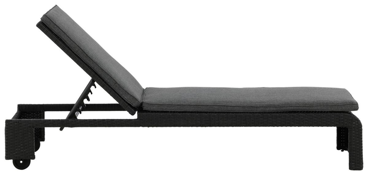 Sonnenliege London ca. 60x32x196 cm Schwarz - Schwarz, KONVENTIONELL, Kunststoff (60/32/196cm) - Gardenson