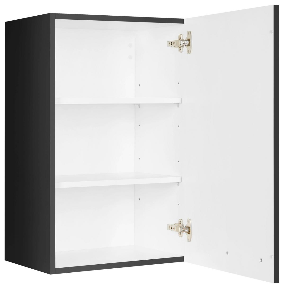 Küchenoberschrank Touch Schwarz - Edelstahlfarben/Schwarz, MODERN, Holzwerkstoff (45/72/35cm) - Nobilia