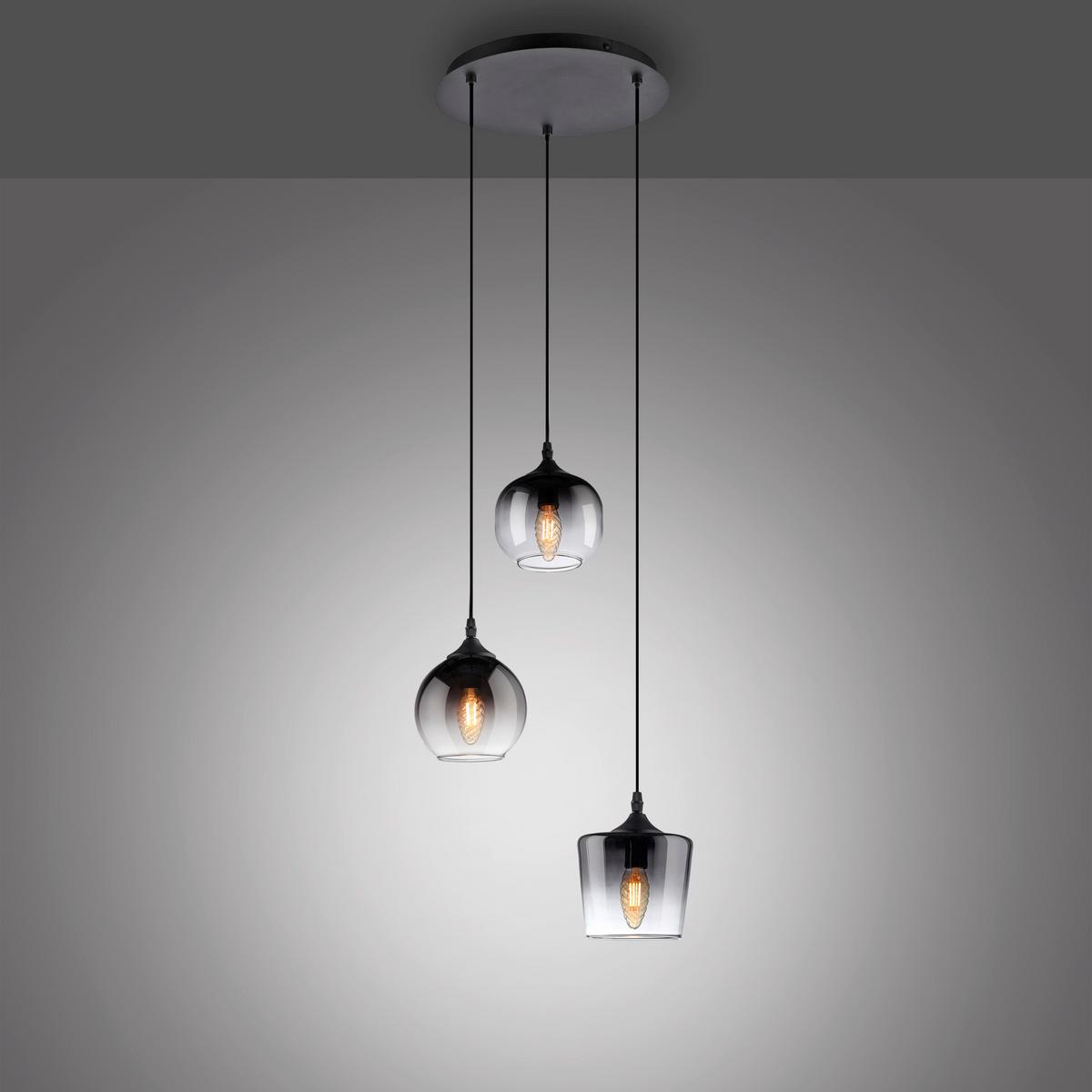LAMPA WISZĄCA LED ZEA - czarny, Modern, tworzywo sztuczne/metal (38/38/70-120cm)