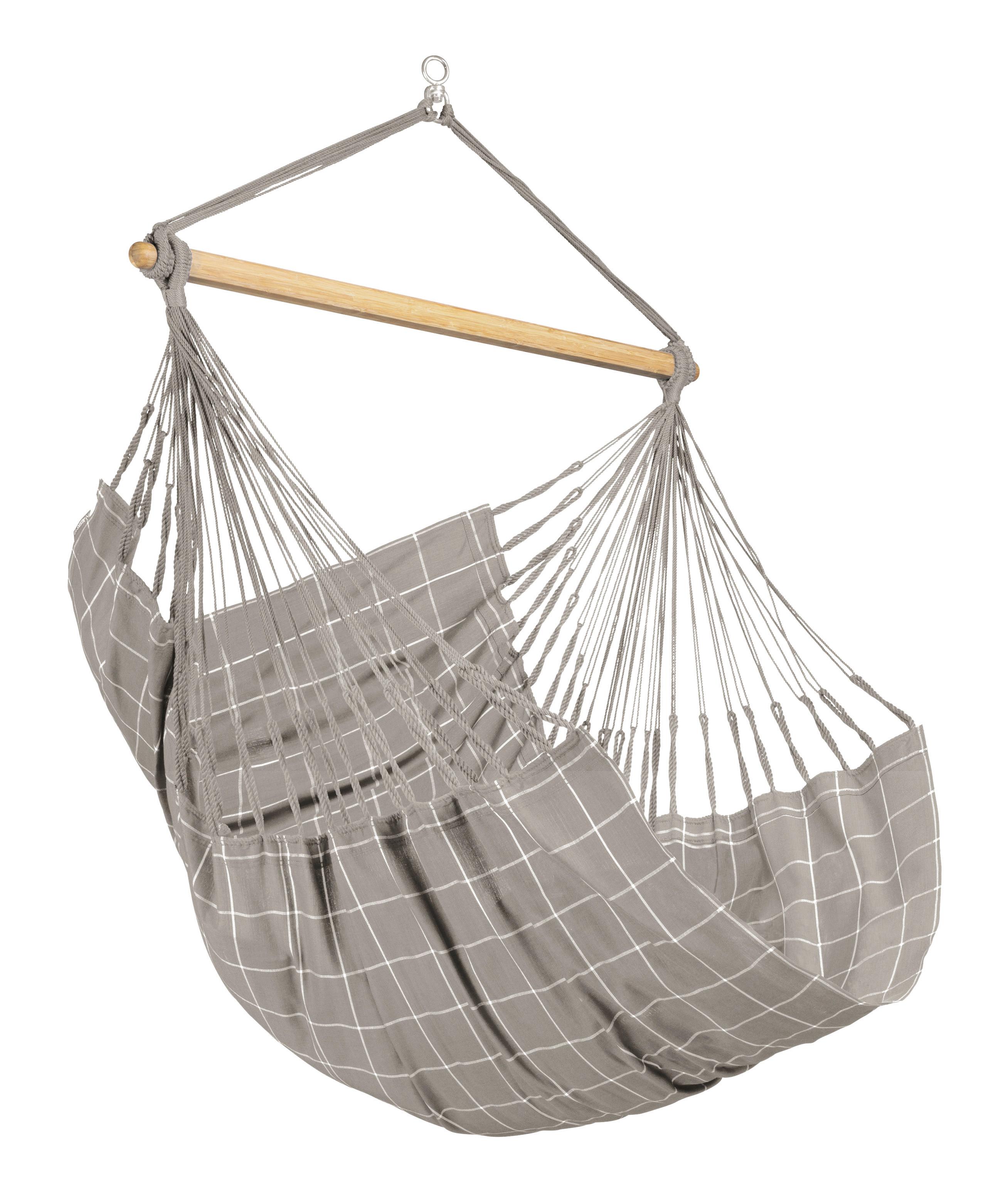 Hängesessel Comfort Hammock Echtholz Weiß/Hellgrau - Hellgrau/Weiß, KONVENTIONELL, Holz/Textil (110/160/180cm) - La Siesta