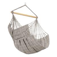 Hängesessel Comfort Hammock Echtholz Weiß/Hellgrau - Hellgrau/Weiß, KONVENTIONELL, Holz/Textil (110/160/180cm) - La Siesta