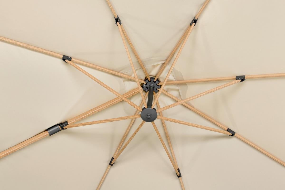 Ampelschirm Rohdos Naturfarben - Eichefarben/Naturfarben, Basics, Textil/Metall (358/263/300cm) - Schneider