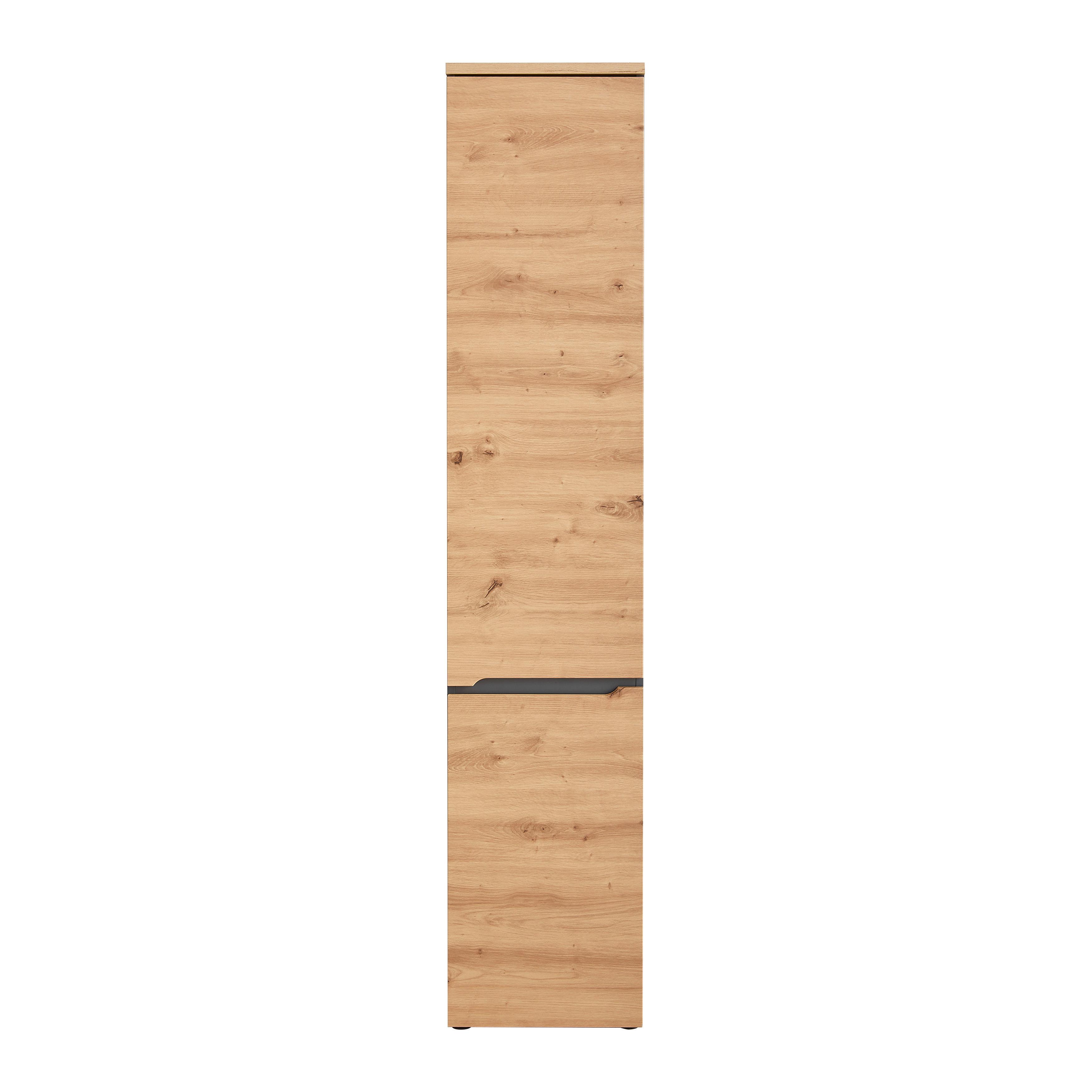 Hochschrank Memphis Artisan Eiche/Grau - Schwarz/Eiche Artisan, MODERN, Holzwerkstoff/Kunststoff (40/195/31cm) - Mömax