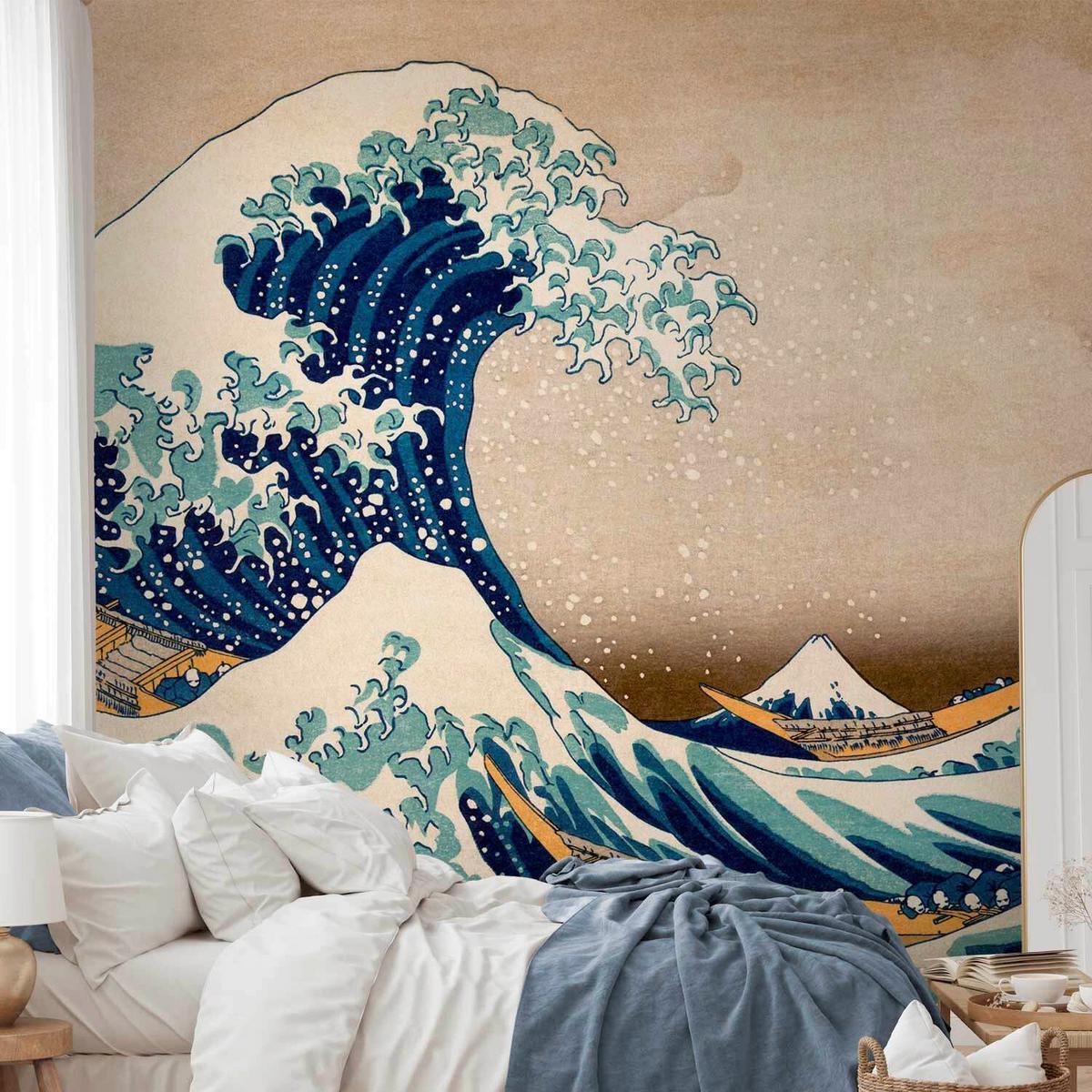 Fototapeta The Great Wave Of Kanagawa, 250x175cm - bež/metino zelena, Trendi, tekstil (250/175cm) - artgeist