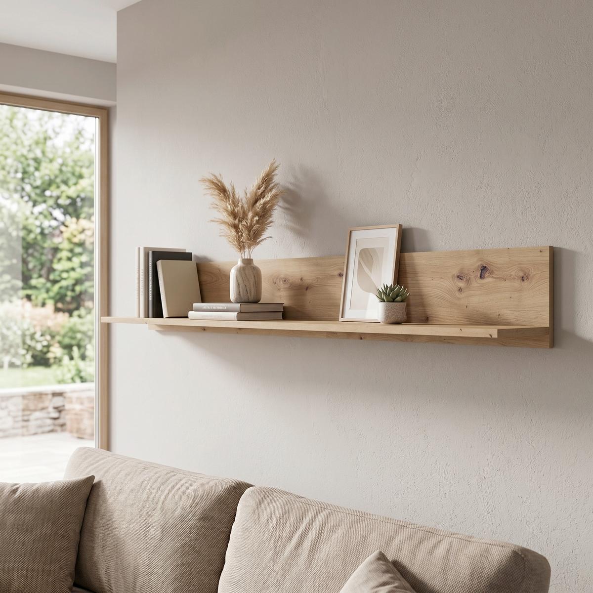 Stenska Polica Luci, Barva Hrasta - hrast artisan, Trend, leseni material (160/20/20cm) - Modern Living