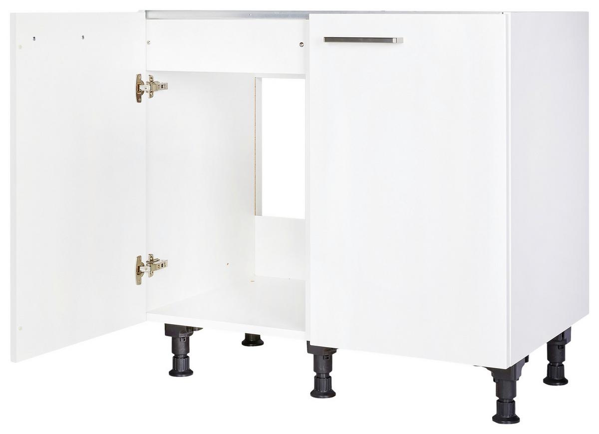Spülenunterschrank Touch Weiß - Edelstahlfarben/Weiß, MODERN, Holzwerkstoff/Metall (90/87/56cm) - Nobilia