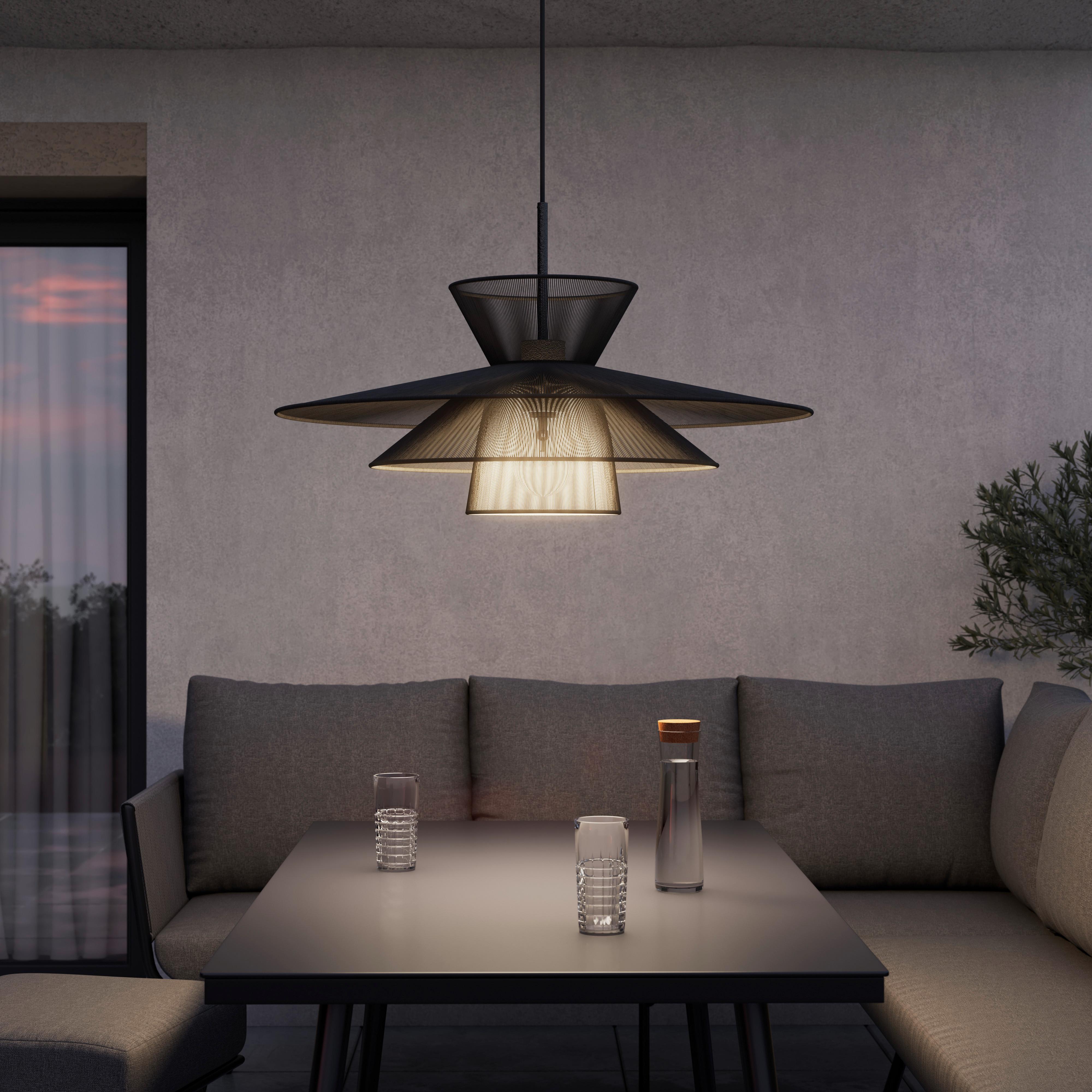 Hängeleuchte Luca Schwarz Baumwolle max. 40 Watt - Schwarz, MODERN, Textil/Metall (80/166/80cm) - Bessagi Garden