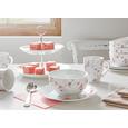 Kaffeebecher Roseanne mit Rosen Motiv - Pink/Grau, ROMANTIK / LANDHAUS, Keramik (8,4/10,5cm) - Zandiara