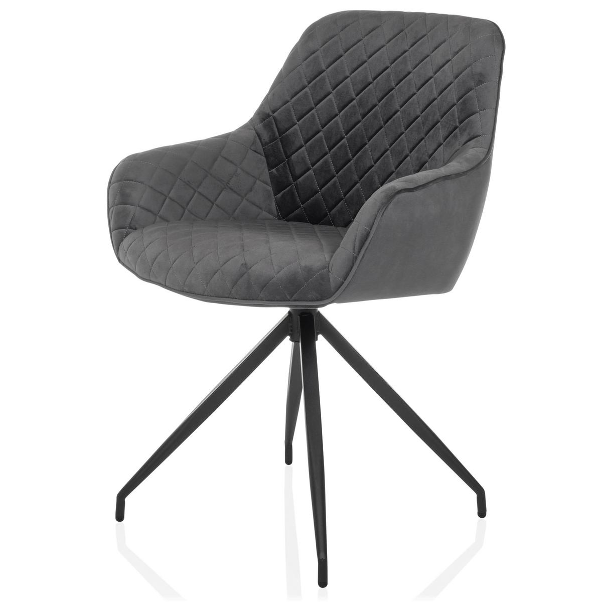 Naslanjač Elverum, Siva - siva/črna, Moderno, kovina/tekstil (58/87/57cm) - MID.YOU