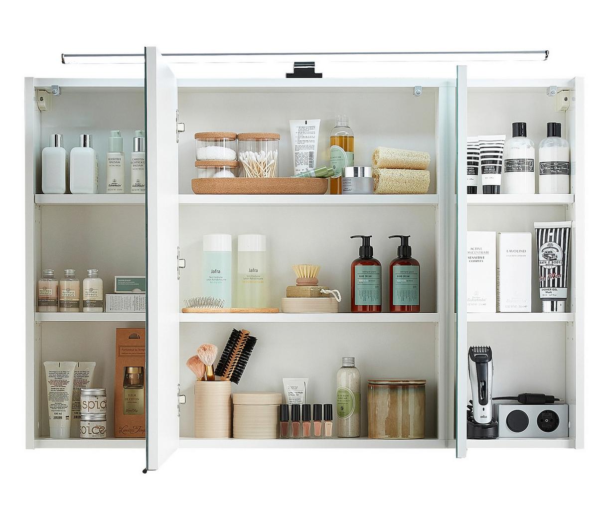 SZAFKA Z LUSTREM JESSI III - biały/kolor chromowy, Konventionell, materiał drewnopochodny/metal (105/70/16cm) - Xora