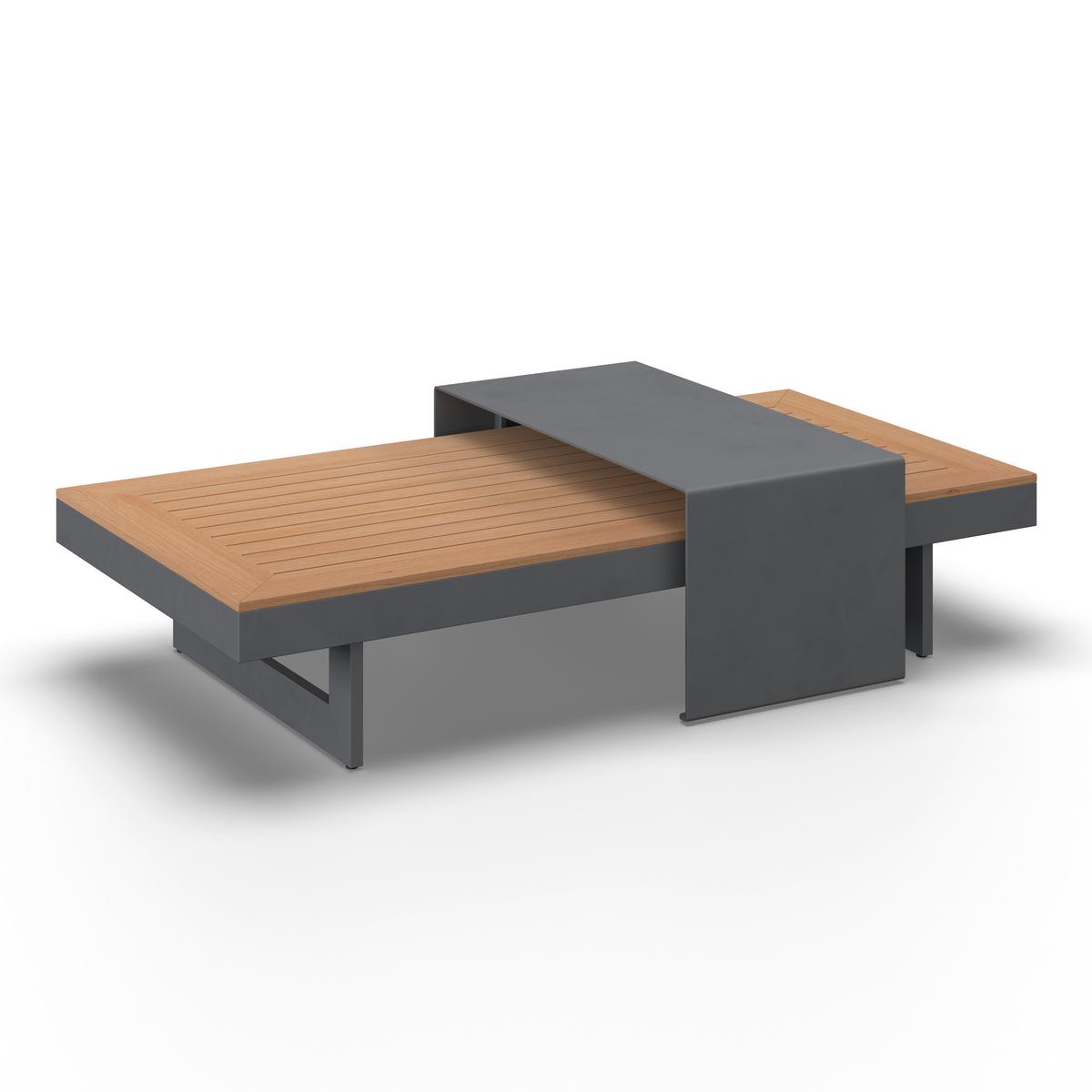 Loungegarnitur Sabrina Grau Metall/Outdoorstoff +Abdeckung - Dunkelgrau/Naturfarben, MODERN, Kunststoff/Textil (232/79/78cm) - Bessagi Garden