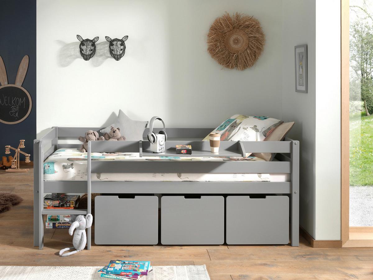Spielbett Pino Grau mit Stauraum - Grau, MODERN, Holz/Holzwerkstoff (90/200cm) - Vipack