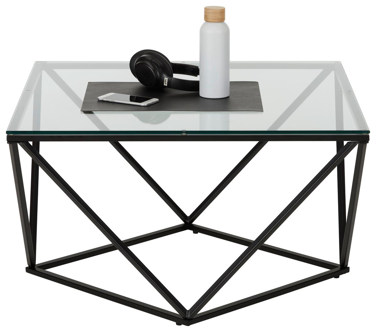 Couchtisch in Schwarz ca. 80x45x80cm - Schwarz, MODERN, Glas/Metall (80/80/45cm) - Based