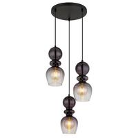 HÄNGELEUCHTE 15174-3H CLARITY - Schwarz/Grau, Konventionell, Glas/Kunststoff (41/150cm) - Globo