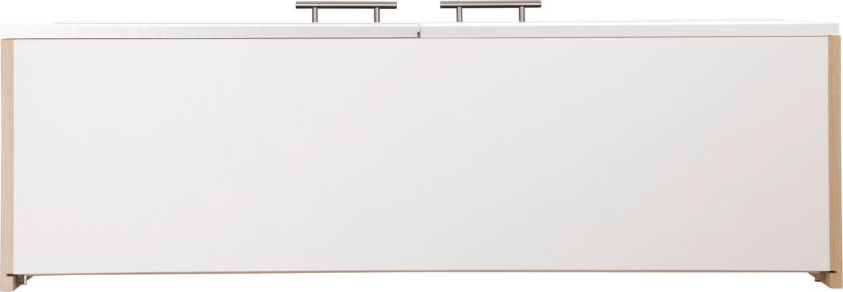 Kuhinjska Zgornja Omarica Merle, Barva Hrasta, Bela - srebrne barve/barve hrasta, Basics, kovina/steklo (110/56,1/34,6cm) - Respekta