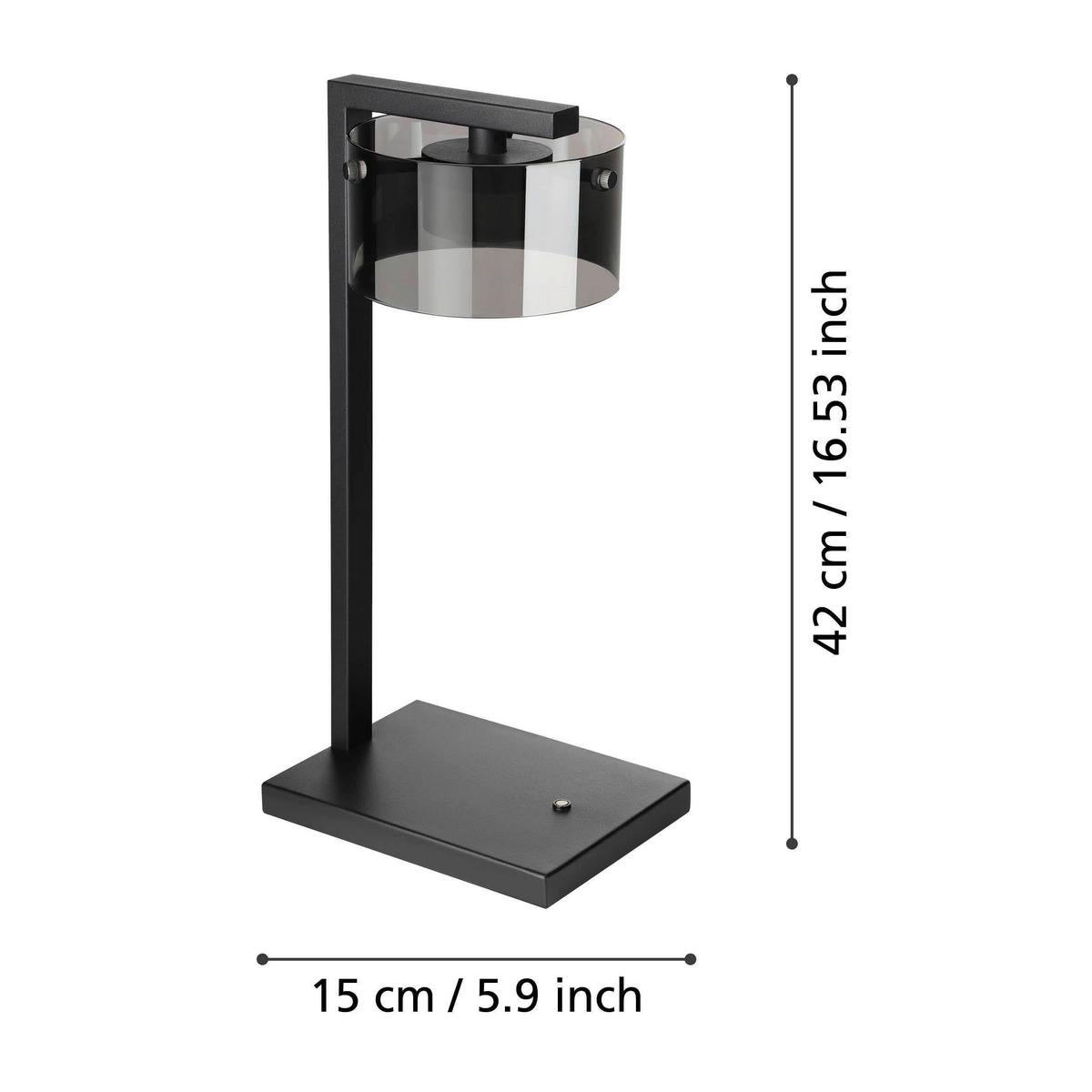 Tischleuchte 39877_copillos - Schwarz, Basics, Glas/Metall (20/15/42cm) - Eglo