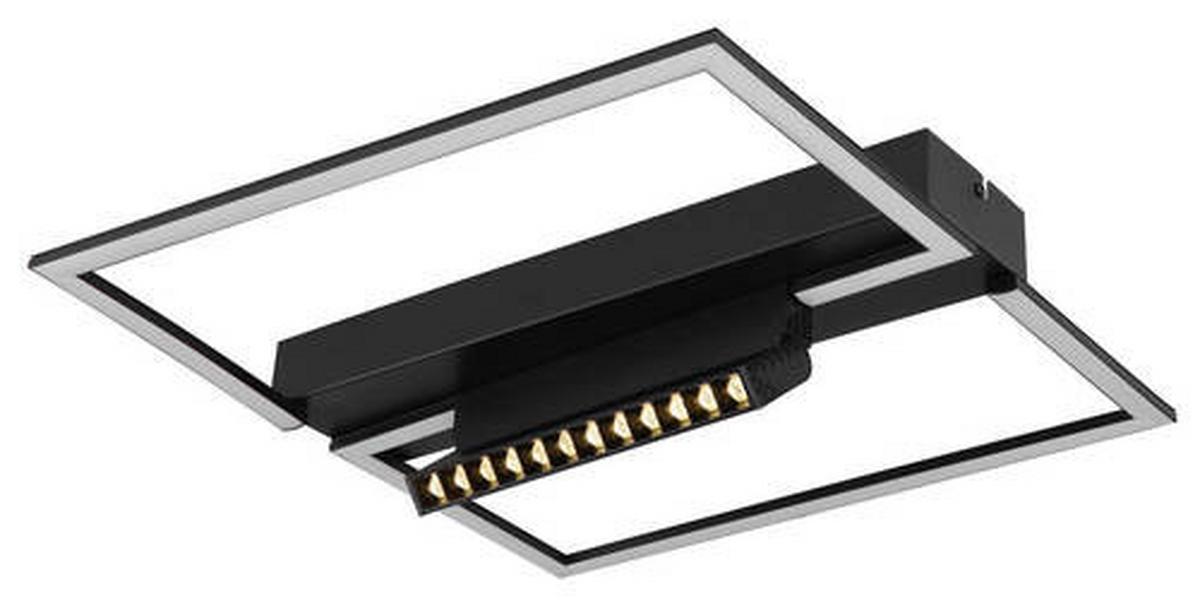 Stropna Led-svetilka Maxwell, S Sijalko - črna/opal, Design, kovina/umetna masa (42/42/11cm) - Globo