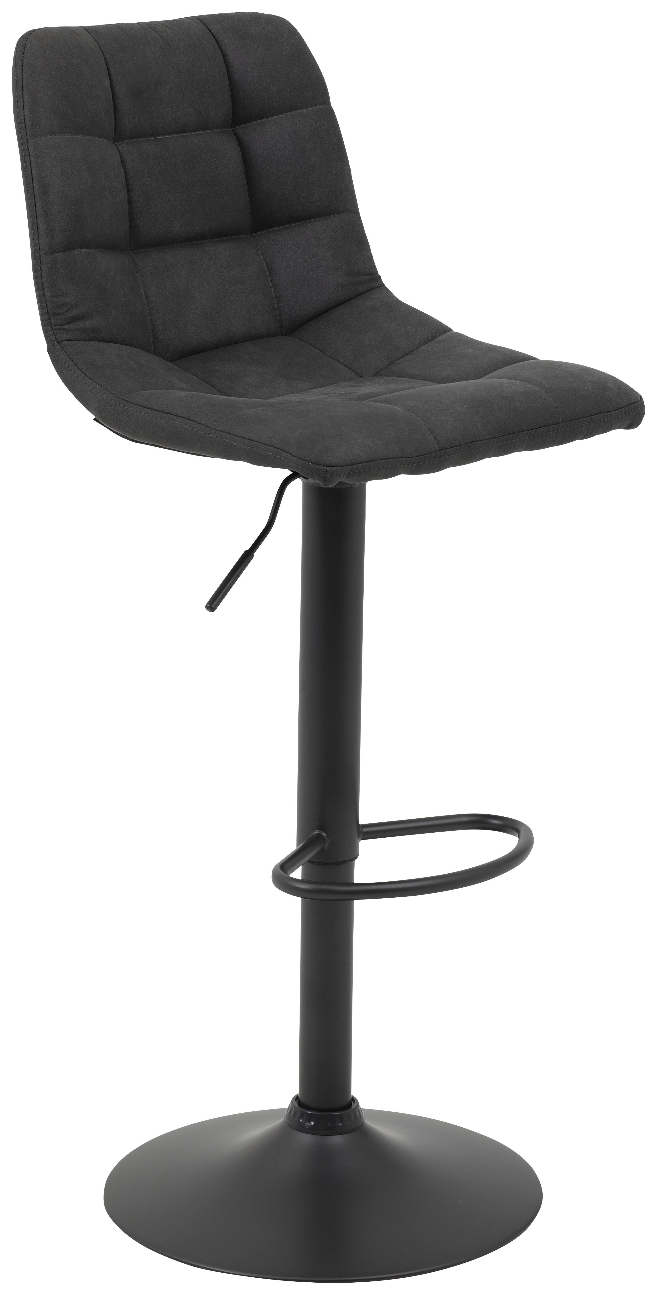 STOŁEK BAROWY YVONNE H - antracytowy/szary, Konventionell, metal/tkanina (43/113/44cm) - Carryhome