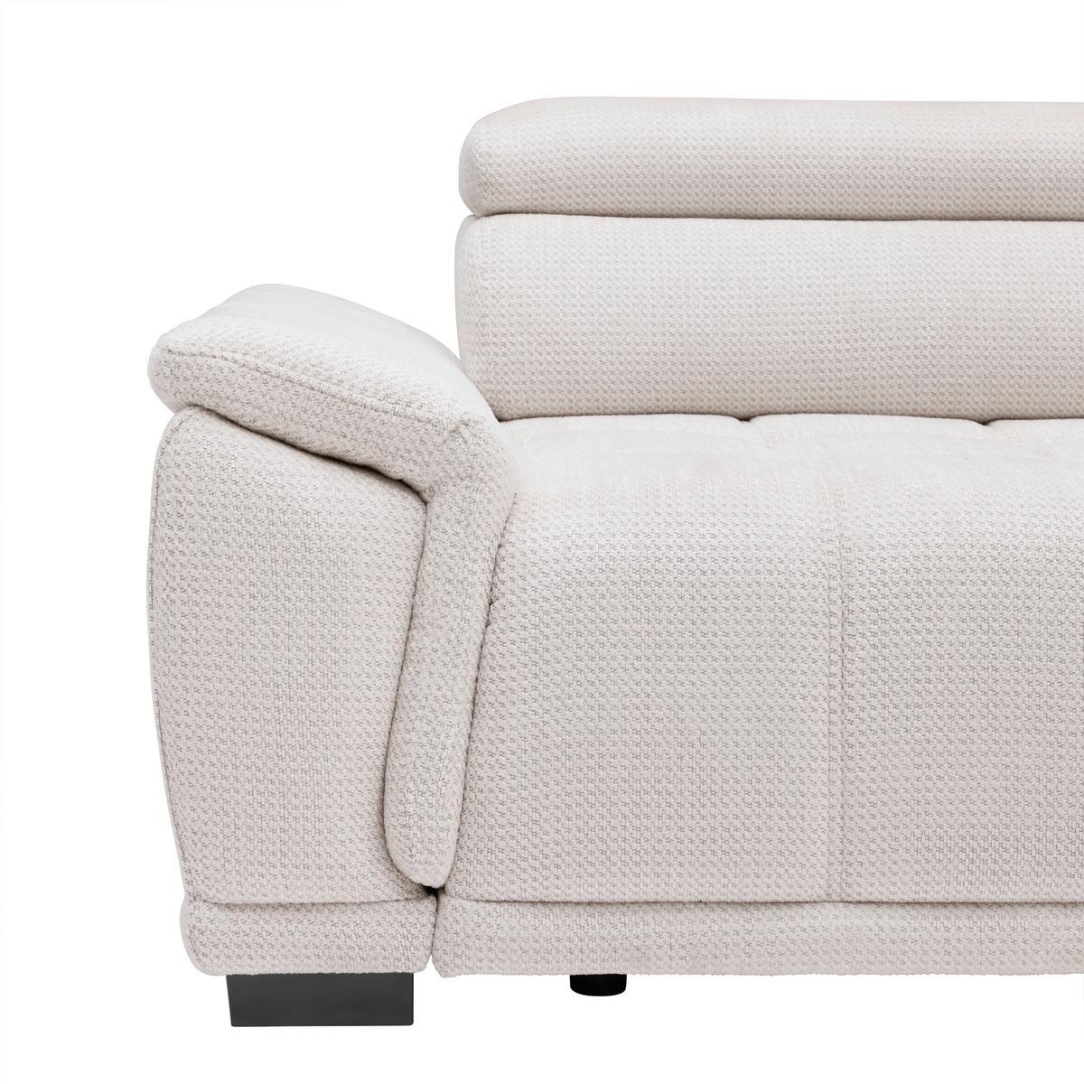 Ecksofa Gremio Rechts Grauweiß - Grauweiß/Schwarz, MODERN, Kunststoff/Textil (283/206cm) - Premium Living
