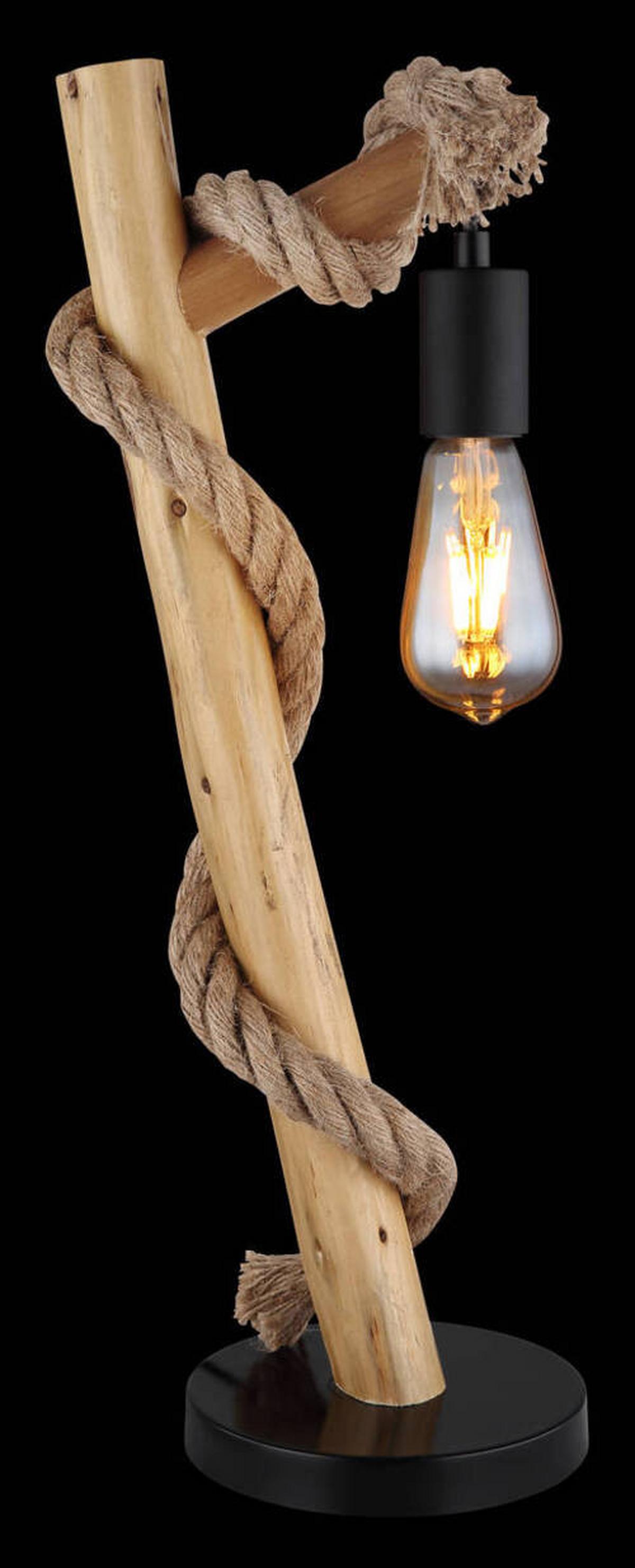 Tischleuchte Ulleu max. 60 Watt - Schwarz/Braun, Natur, Naturmaterialien/Holz (19/16,5/53,5cm) - Globo