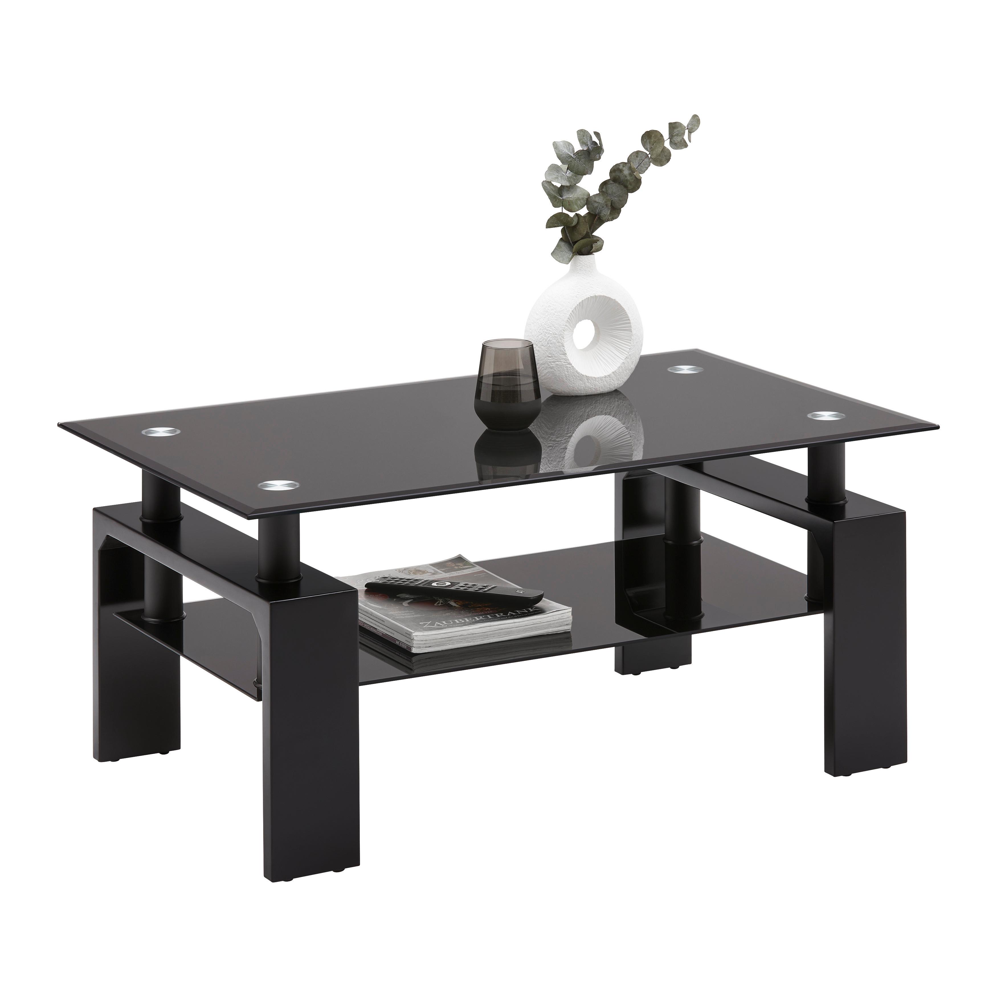 Couchtisch Intro Schwarz - Schwarz, MODERN, Glas/Holzwerkstoff (100/60/45cm) - Mömax