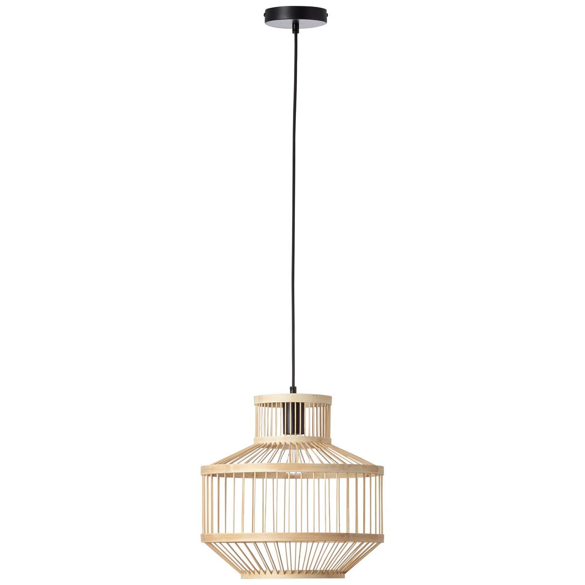 Hängeleuchte Teva Naturfarben max. 40 Watt - Schwarz/Naturfarben, Natur, Holz/Metall (35/121,5cm) - Brilliant