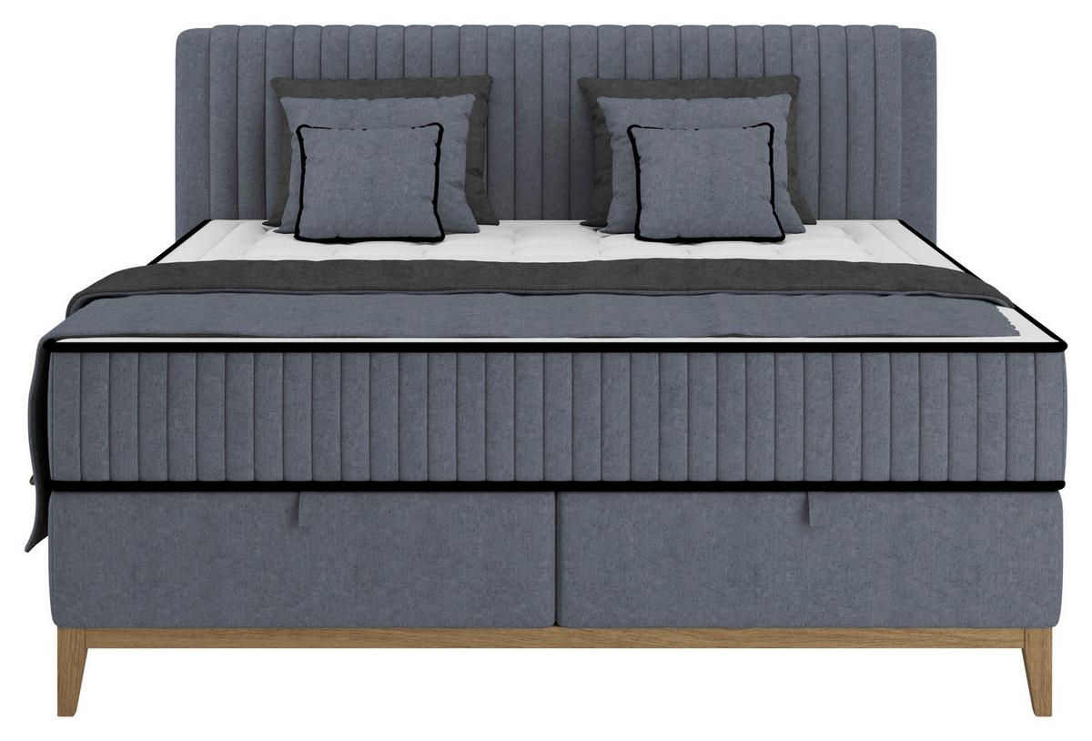 Bett Elena Blau ca. 160x200cm - Blau, KONVENTIONELL, Holz/Holzwerkstoff (160/200cm) - Sembella
