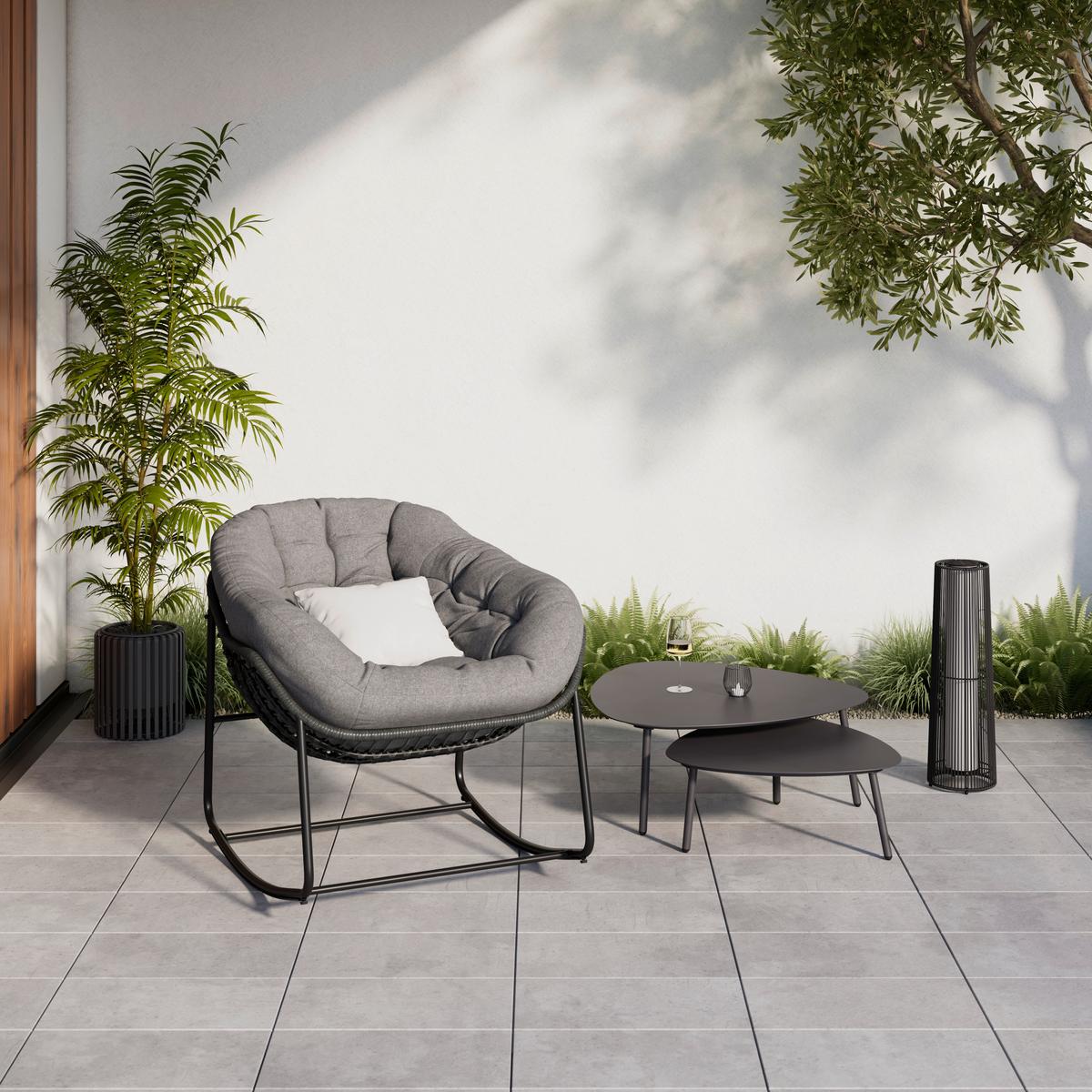 Vrtni Gugalnik Alicante, Siva - temno siva/siva, Basics, kovina/umetna masa (95/80/111cm) - Mömax