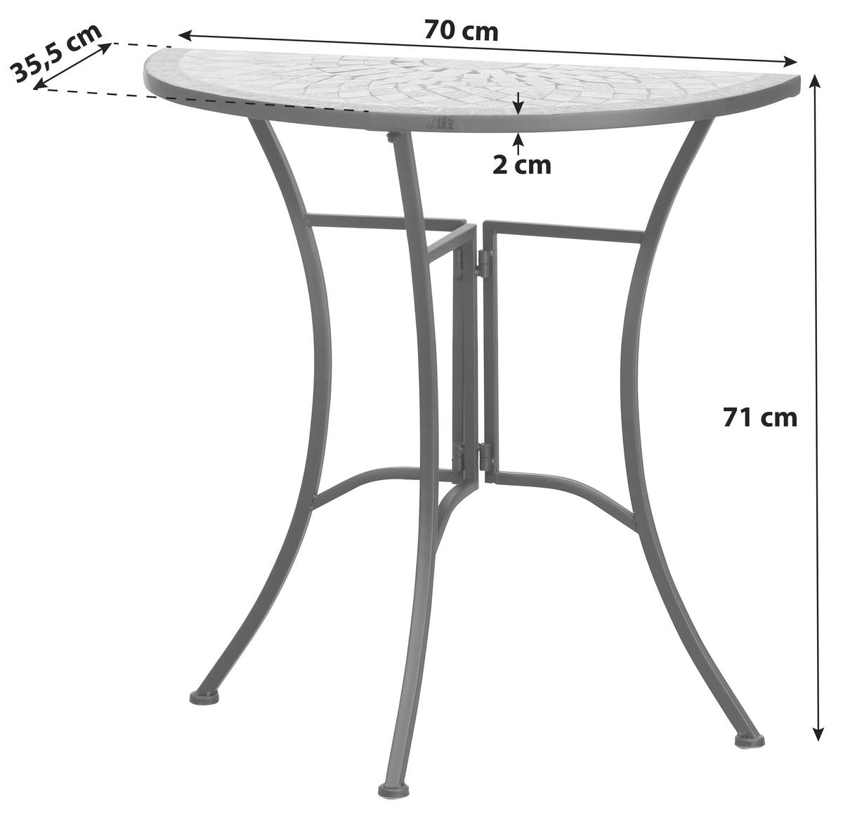 GARTENTISCH 380835 - Multicolor/Schwarz, MODERN, Keramik/Metall (70/35,5/71cm) - Siena Garden