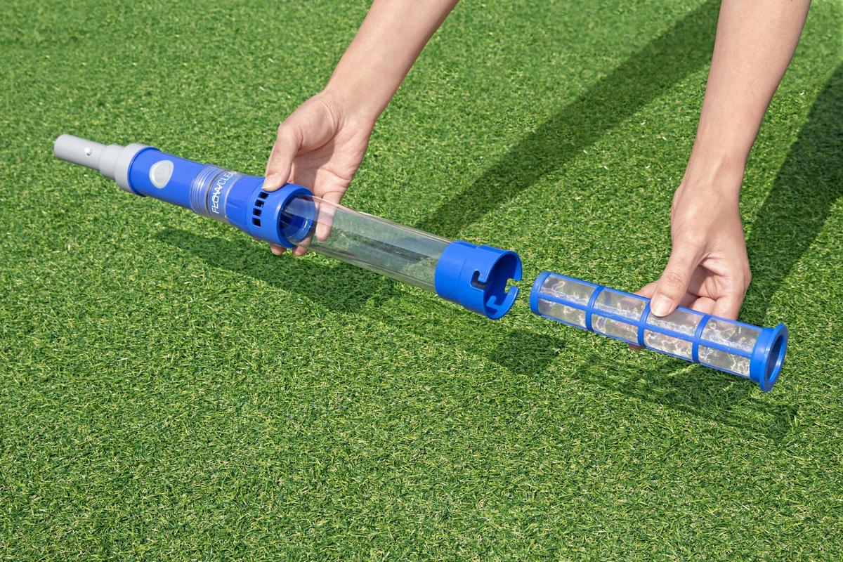 ODKURZACZ DO BASENU AQUA SURGE - kolor srebrny/niebieski, Basics, tworzywo sztuczne/metal (264/9,6/16,8cm) - Bestway