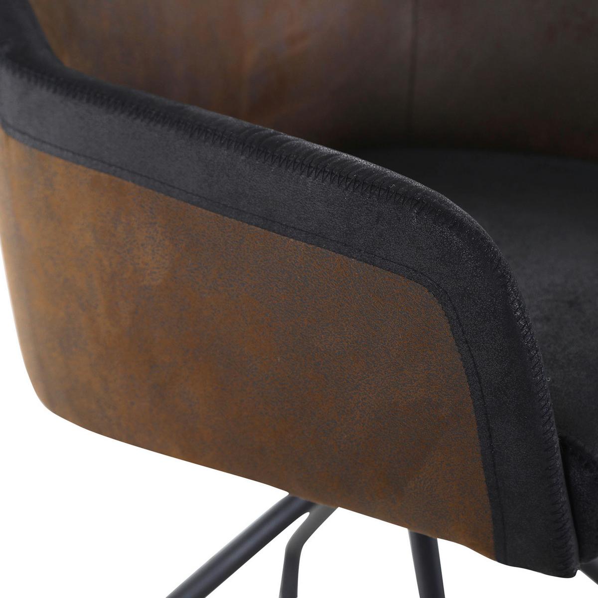 KRZESŁO Z PODŁOKIETNIKAMI FLOYD - czarny/brązowy, Lifestyle, metal/tkanina (58/80/62cm) - Landscape