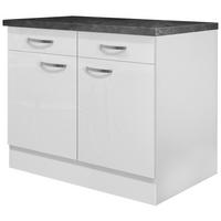 KÜCHENUNTERSCHRANK ALBA US 100 - Schieferfarben/Edelstahlfarben, MODERN, Holzwerkstoff/Metall (100/86/60cm) - FlexWell