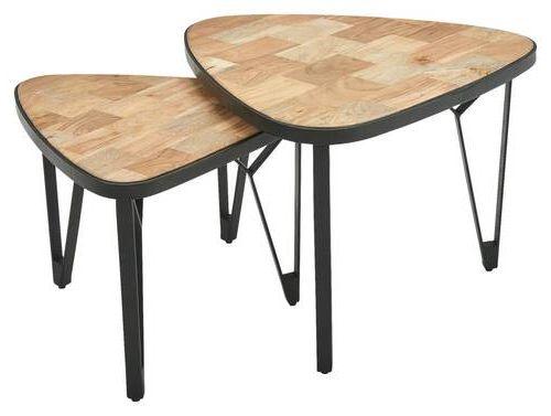 Set Klubskih Mizic Wohnling - črna/rjava, Moderno, kovina/les (60/60/45cm) - MID.YOU