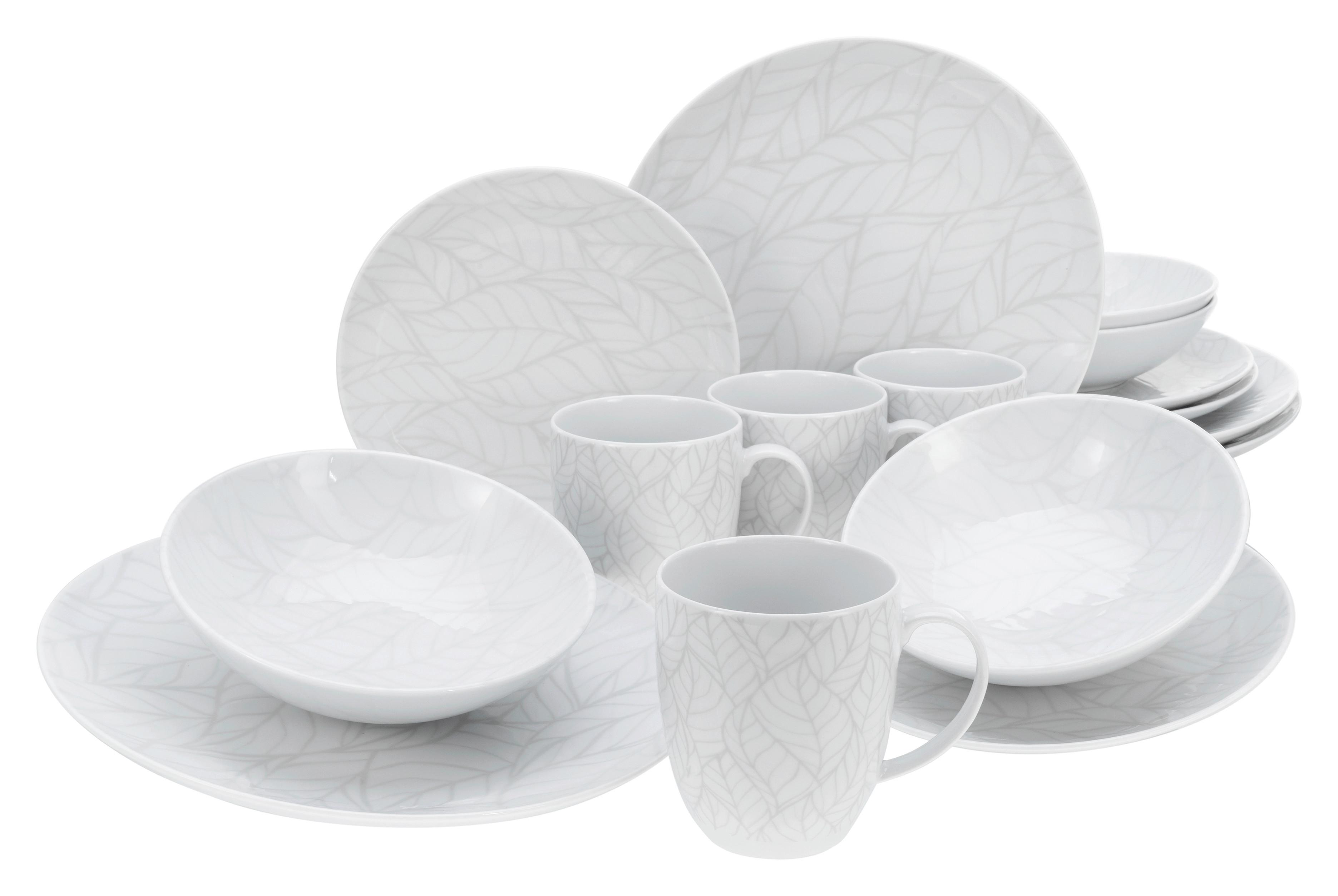 Kombinirani Servis Home Blätter, 16-Delni - bela/večbarvno, Basics, keramika - Creatable