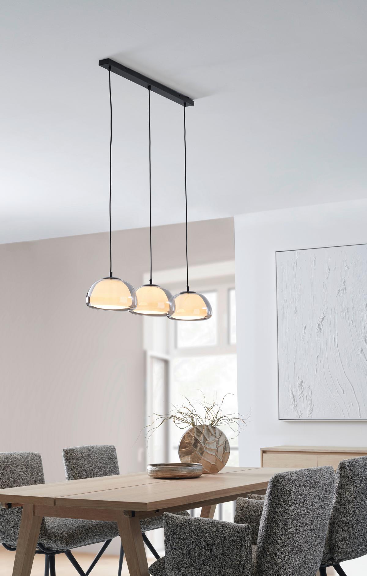 LAMPA WISZĄCA 15743-3H - jasnoszary/czarny, Trend, metal/tkanina (95/25/120cm) - Globo