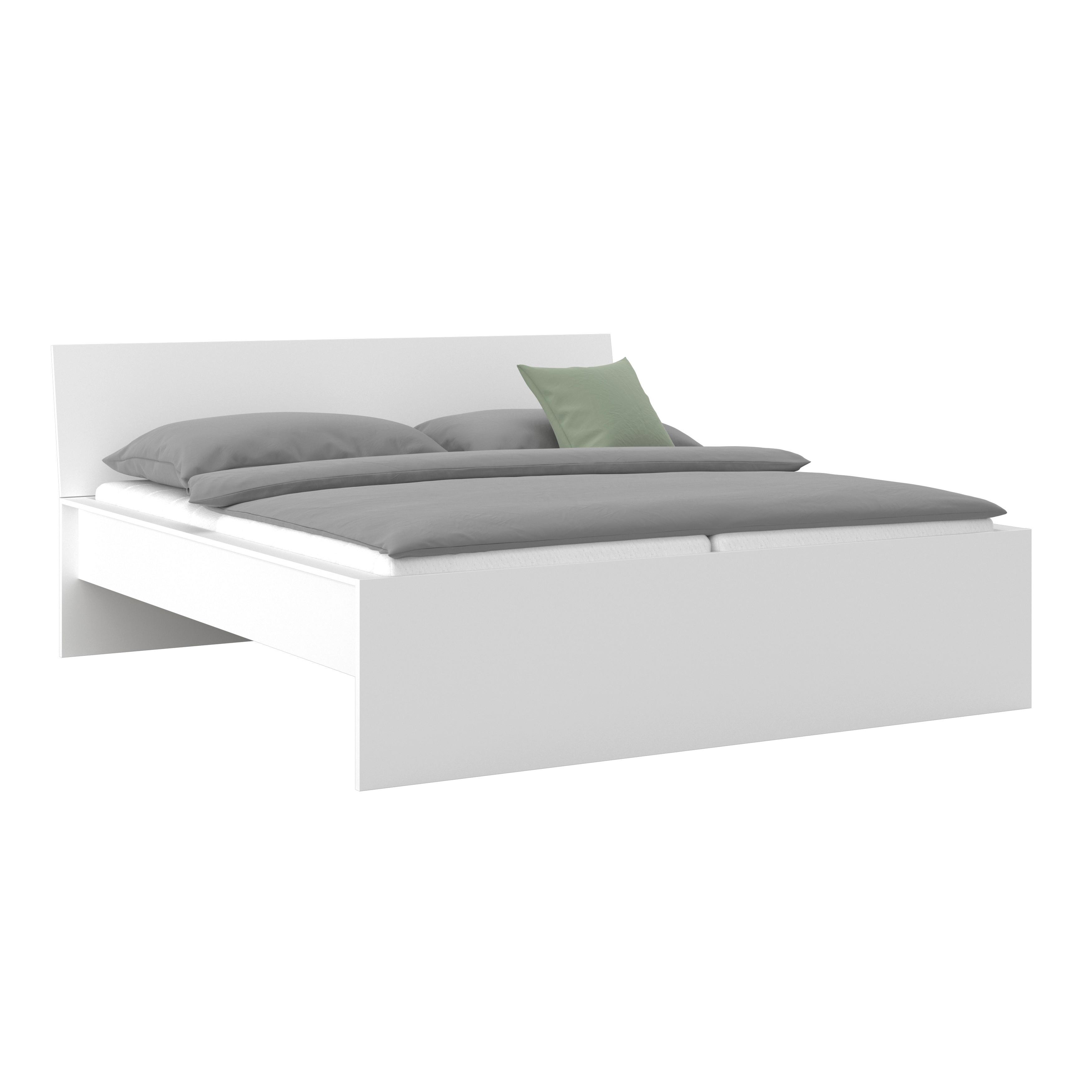 Bett Unit 180 Weiß ca. 180x200cm - Weiß, KONVENTIONELL, Holzwerkstoff (180/200cm) - Based