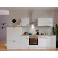 Küchenzeile Economy m. Geräten Weiß/Nussbaum B: ca. 310 cm - Edelstahlfarben/Nussbaumfarben, Basics, Holzwerkstoff/Metall (310cm) - Respekta