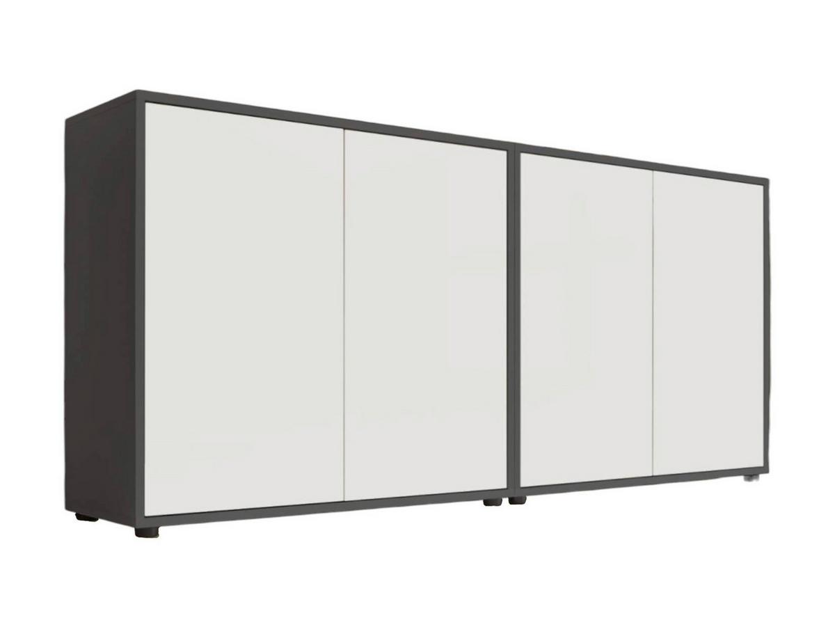 Sideboard Mailand Set 2 Anthrazit/Weiß - Anthrazit/Schwarz, MODERN, Holzwerkstoff/Kunststoff (158/73/33cm) - MID.YOU