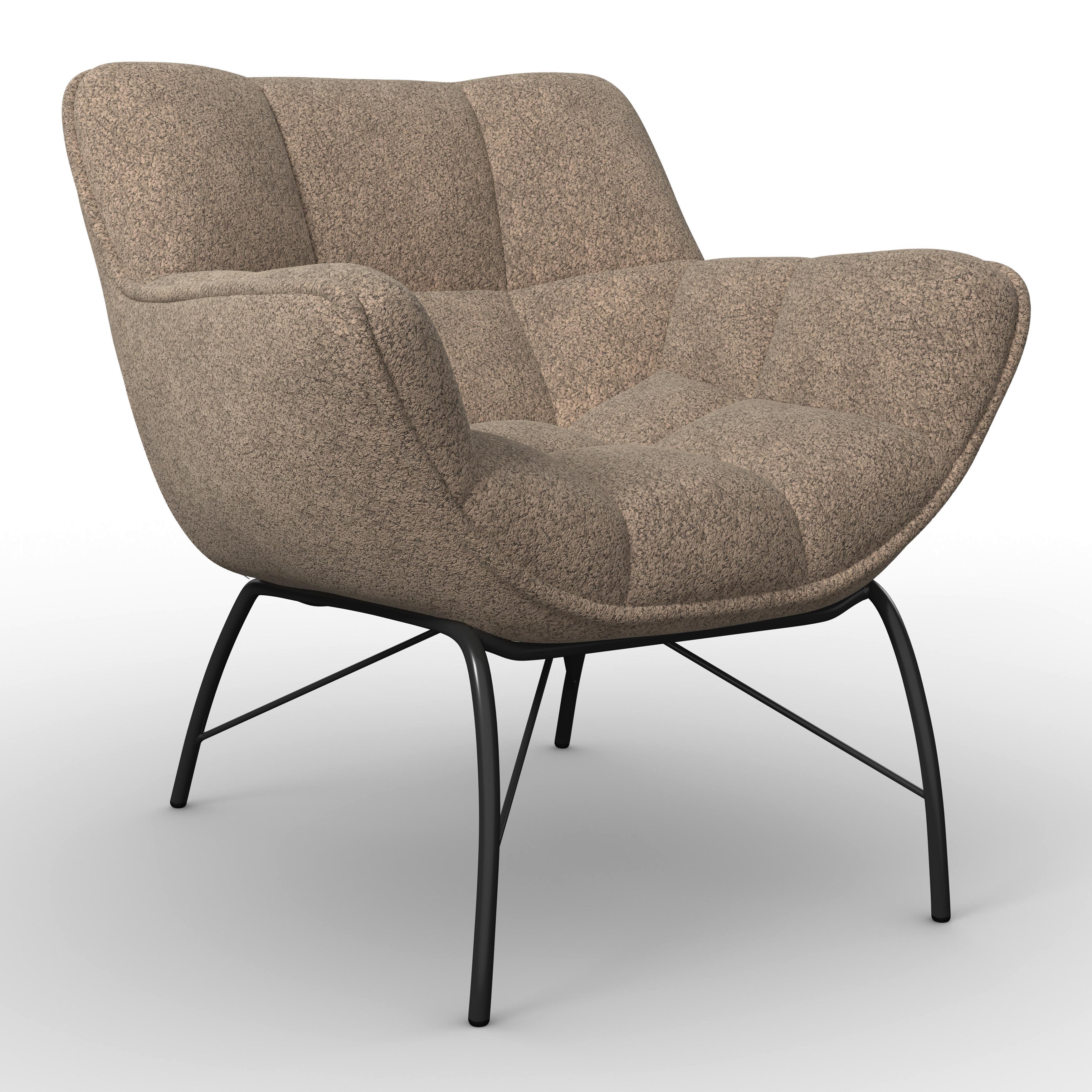 Sessel Robin Bouclé Braun - Schwarz/Braun, MODERN, Textil/Metall (72/78/81cm) - Bessagi Home