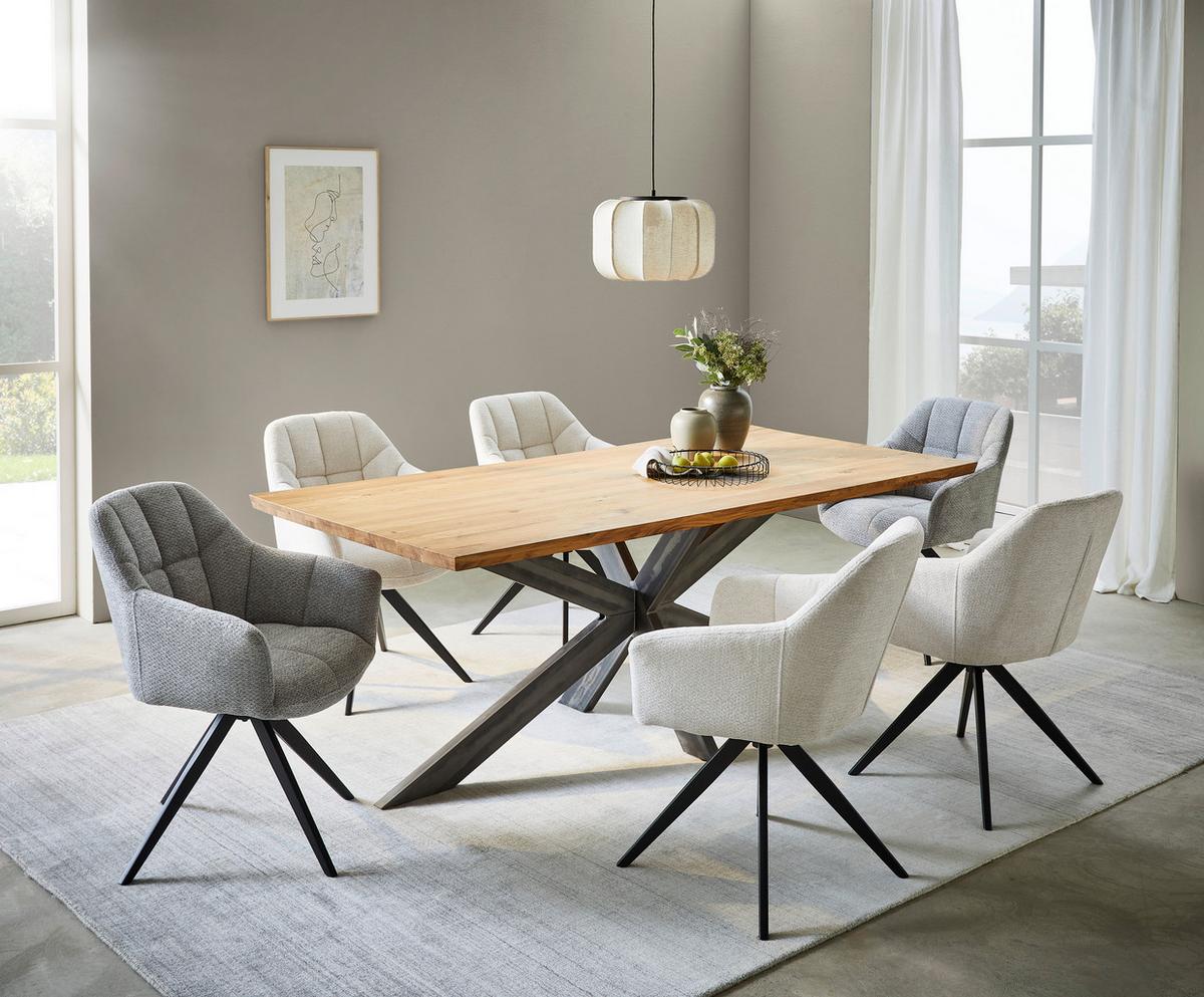 STÓŁ DO JADALNI SPIDER - kolor dębowy/czarny, Design, metal/drewno (200/100/77cm) - Linea Natura