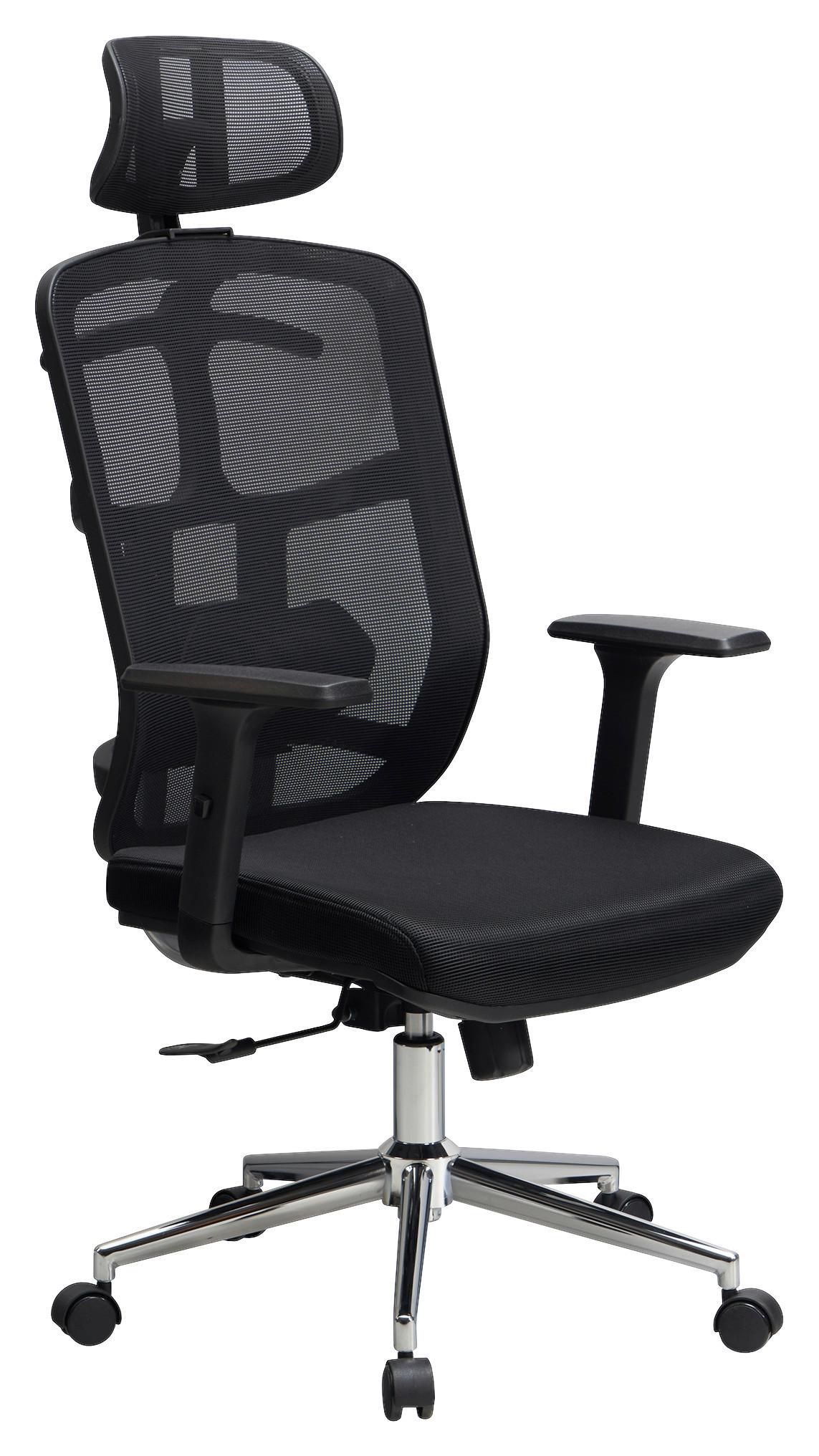 Drehstuhl Schwarz Schwarz ca. 68x130x68cm - Chromfarben/Schwarz, Design, Kunststoff/Textil (68/130/68cm) - MID.YOU