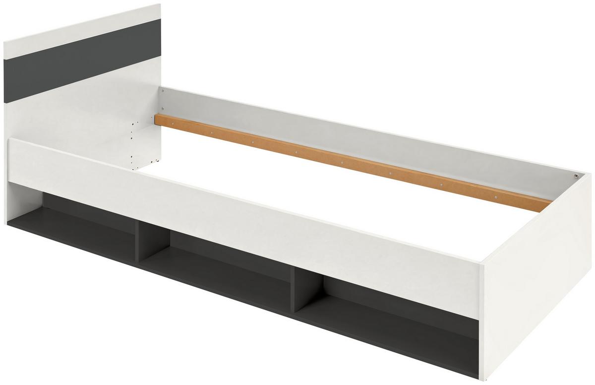 Postelja Basic Two, Kašmir, Antracit, 90x200 - kašmir/antracit, Konvencionalno, leseni material (90/200cm)