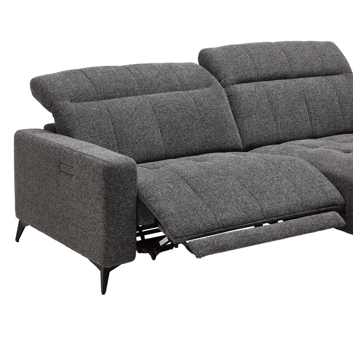 Wohnlandschaft Milano Graphitfarben - Graphitfarben/Schwarz, Modern, Holz/Textil (254/82-105/177cm) - Based