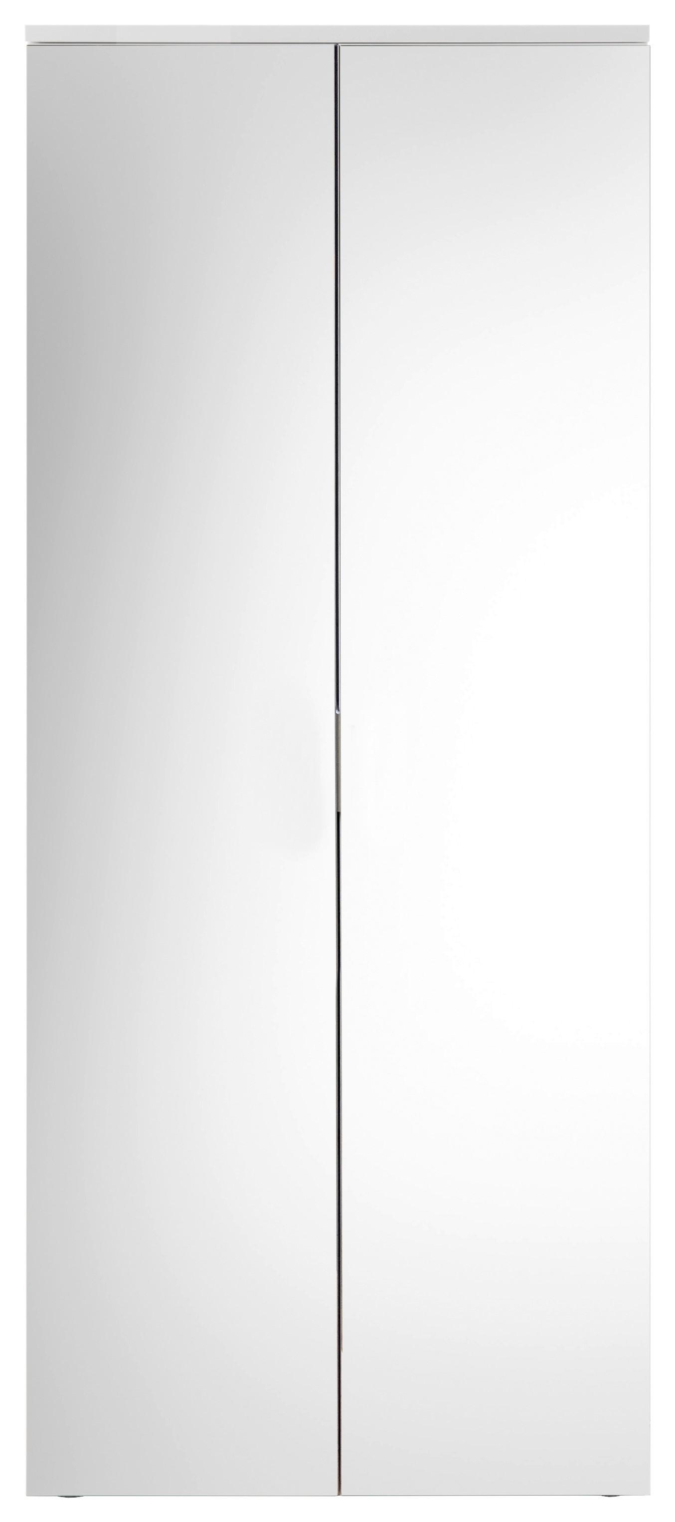 SCHUHSCHRANK Lincoln B: 80 cm Weiß - Weiss/Silberfarben, Design, Glas/Holzwerkstoff (80/190/35cm) - MID.YOU